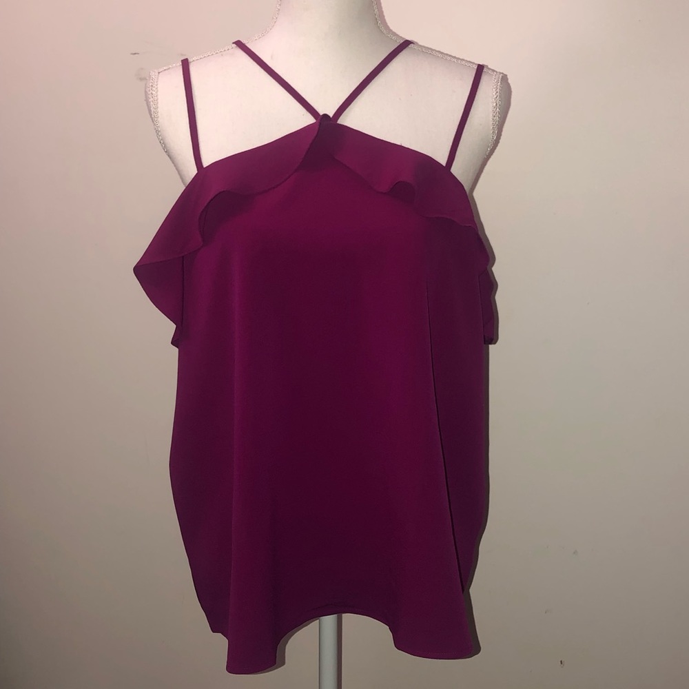 Maurice’s Solid Double Strap Ruffled Tank